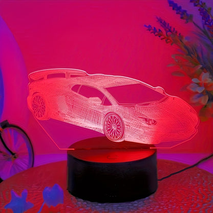 SpeedGlow 3D Auto Nachtlamp – 7-Kleur LED Tafellamp met Touchbediening
