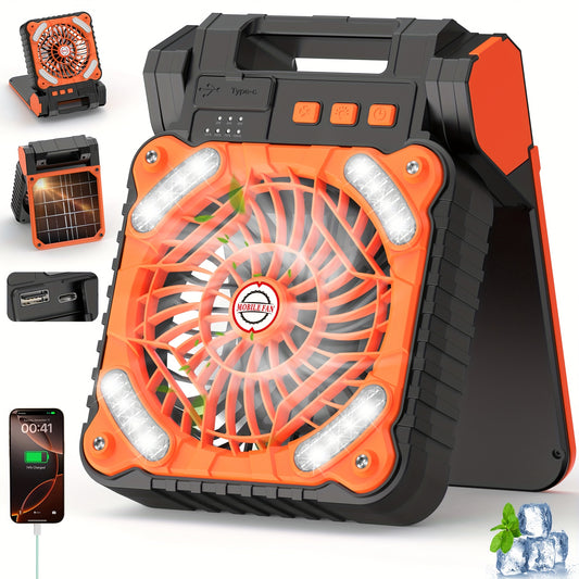 Draagbare Solar Ventilator met LED & USB‑Oplading