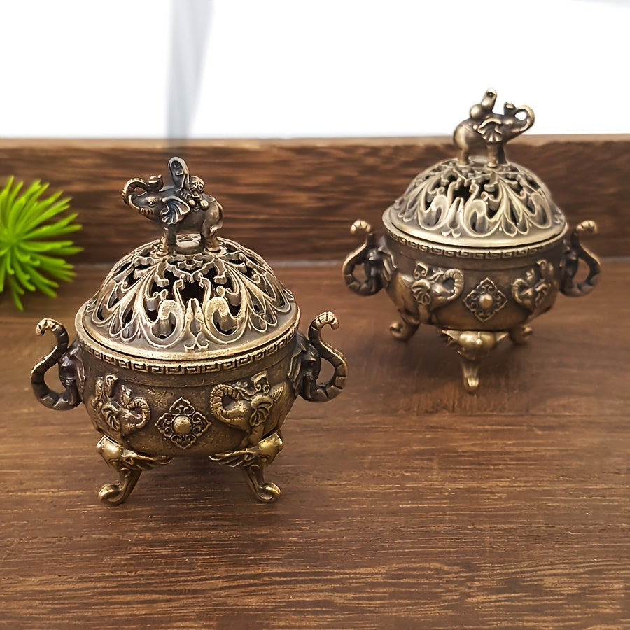 Metalen Olifant Wierookhouder – Inclusief 180 Kegels voor Yoga & Meditatie