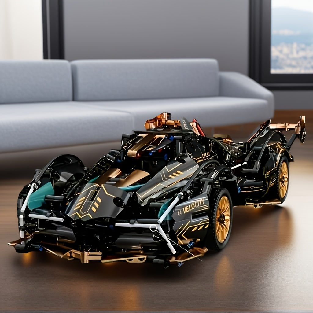 Beperkte editie sportwagen bouwset in zwart-goud