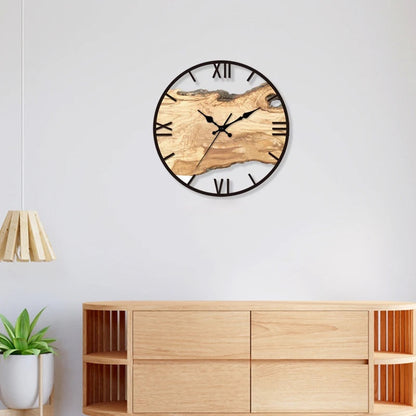 Moderne Wandklok Met Houtlook Afwerking En Stil Quartzuurwerk