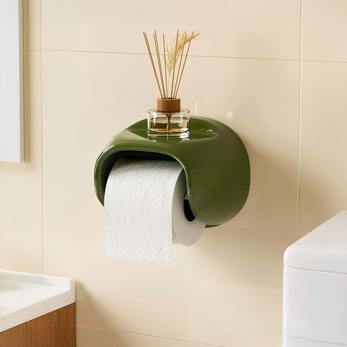 Wandhouder Voor Toiletpapier Met Opbergvak En Modern Rond Design