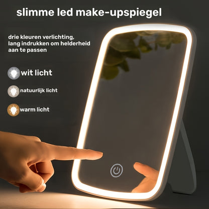 Draagbare LED Make‑upspiegel met Touch‑Bediening