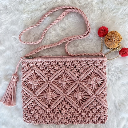 Boho Handgeweven Schoudertas – Zomerse Geometrische Tote