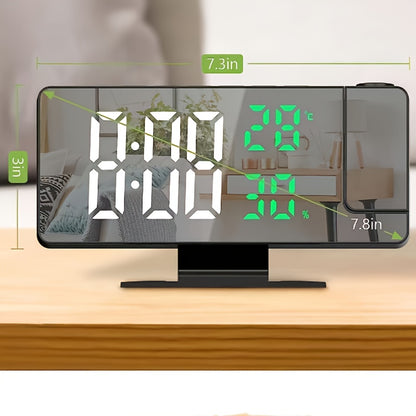Multifunctionele LED Projectieklok – Elektronische Bedklok met Temperatuur, Vochtigheid & Snooze