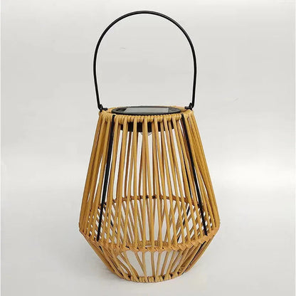 Solar Rattan Lantaarn Met Automatische Verlichting Voor Tuin En Terras