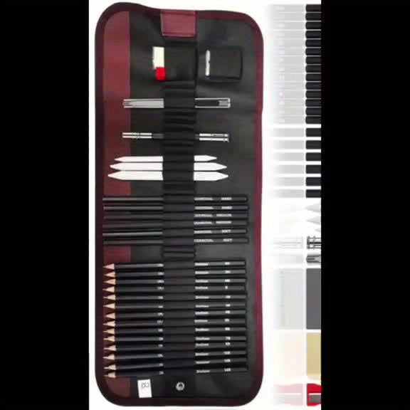 Professionele schetsset – 29/60-delig tekenpakket met grafiet, houtskool en blendingtools voor volwassen kunstenaars