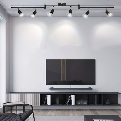 TrackBeam Zilveren Plafondspot – 6x6W GU10 LED Spotlamp voor Moderne Interieurs