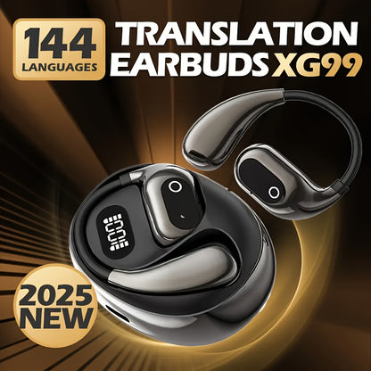 LinguaFit AI Vertaaloortjes – 2025 Draadloze Taalassistent met LED Display & HD Audio