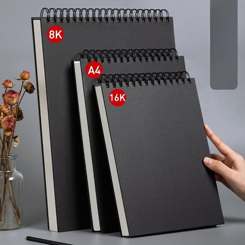Zwarte schetsboekenset – 30 stuks met spiraalbinding en dik papier voor kunststudenten en studio-ontwerp