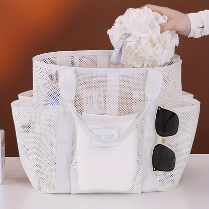 Mesh Beach Tote Bag met Meerdere Zijvakken