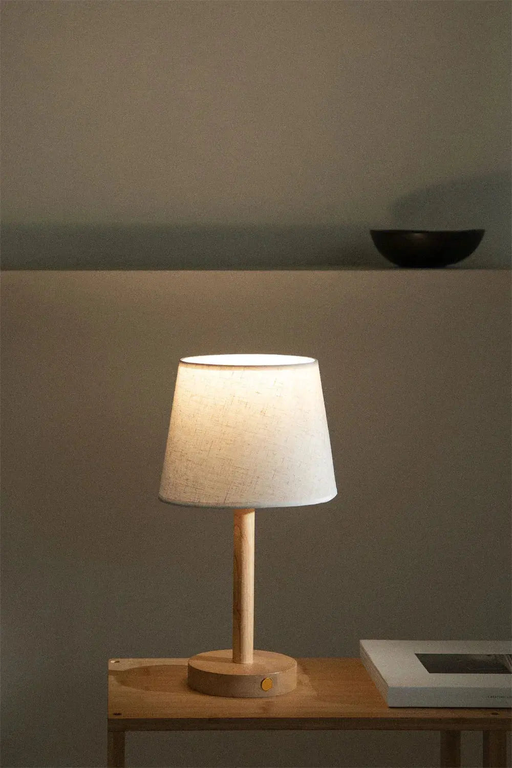 Snoerloze Houten LED Tafellamp met Dimbare Verlichting