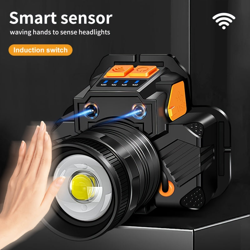 Oplaadbare Sensor Hoofdlamp met Led Hoofdlamp‑functionaliteit voor Outdoor & Werk