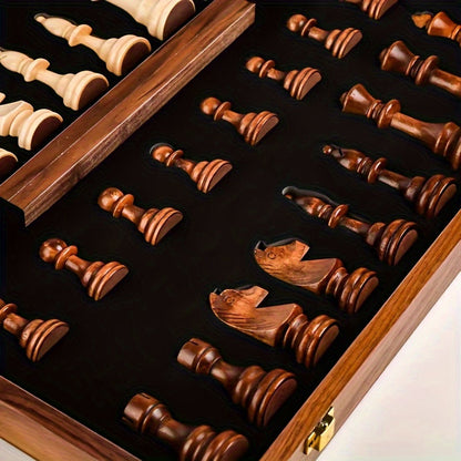 Houten Schaakset met Klassieke Figuren en Stevige Speelbasis