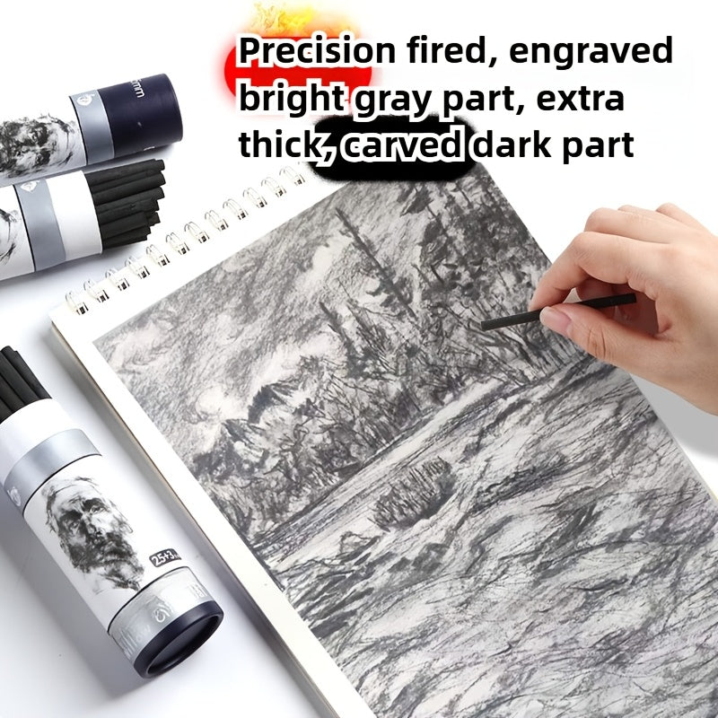28-delige Houtskool Teken Set – Ergonomisch & Geschikt voor Gedetailleerd Tekenen