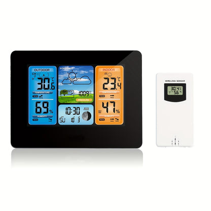Weerstation voor Thuis – Kleurenscherm met Binnen/Buiten Thermometer & Draadloze Sensor