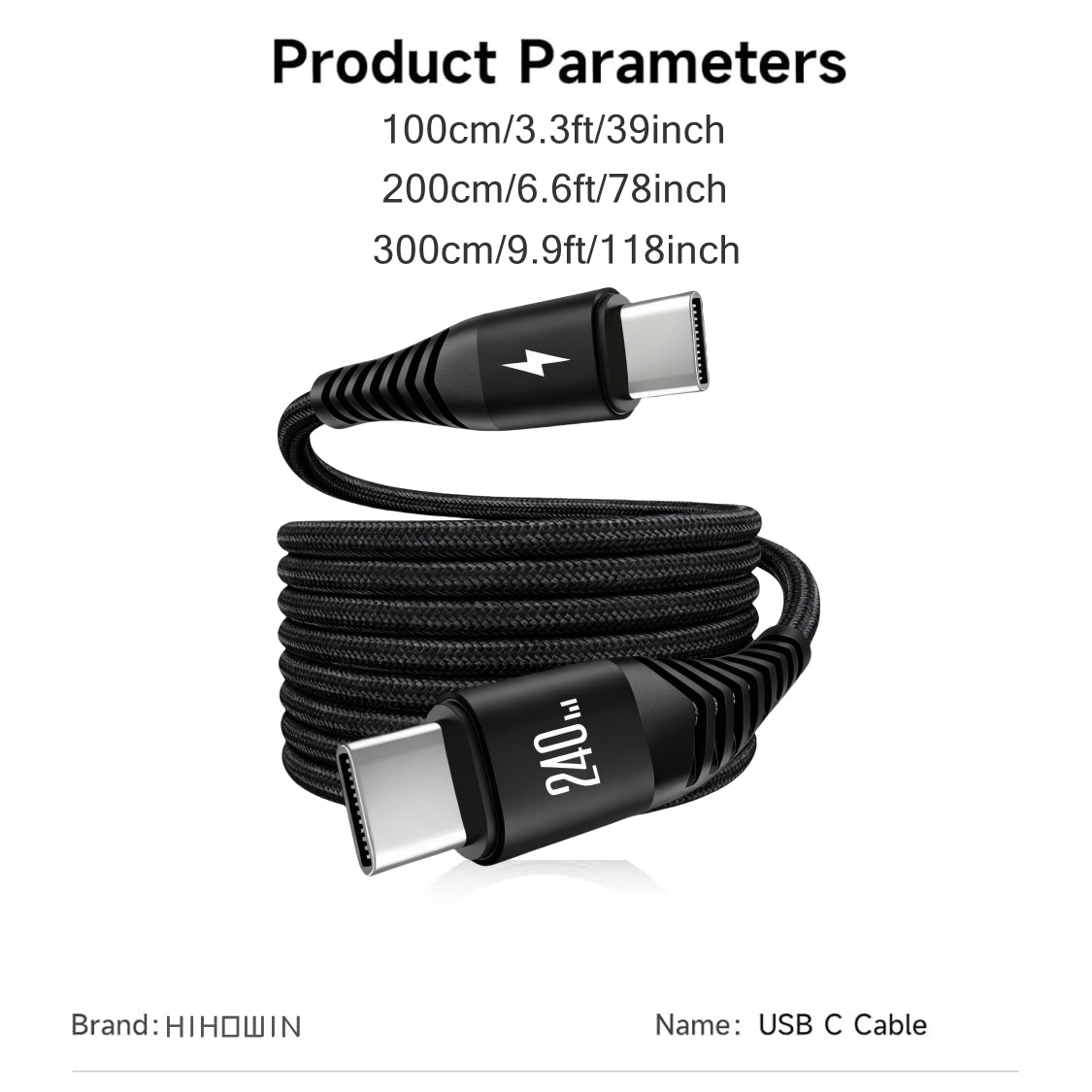Gevlochten USB‑C Kabel met Snelladen (240W)