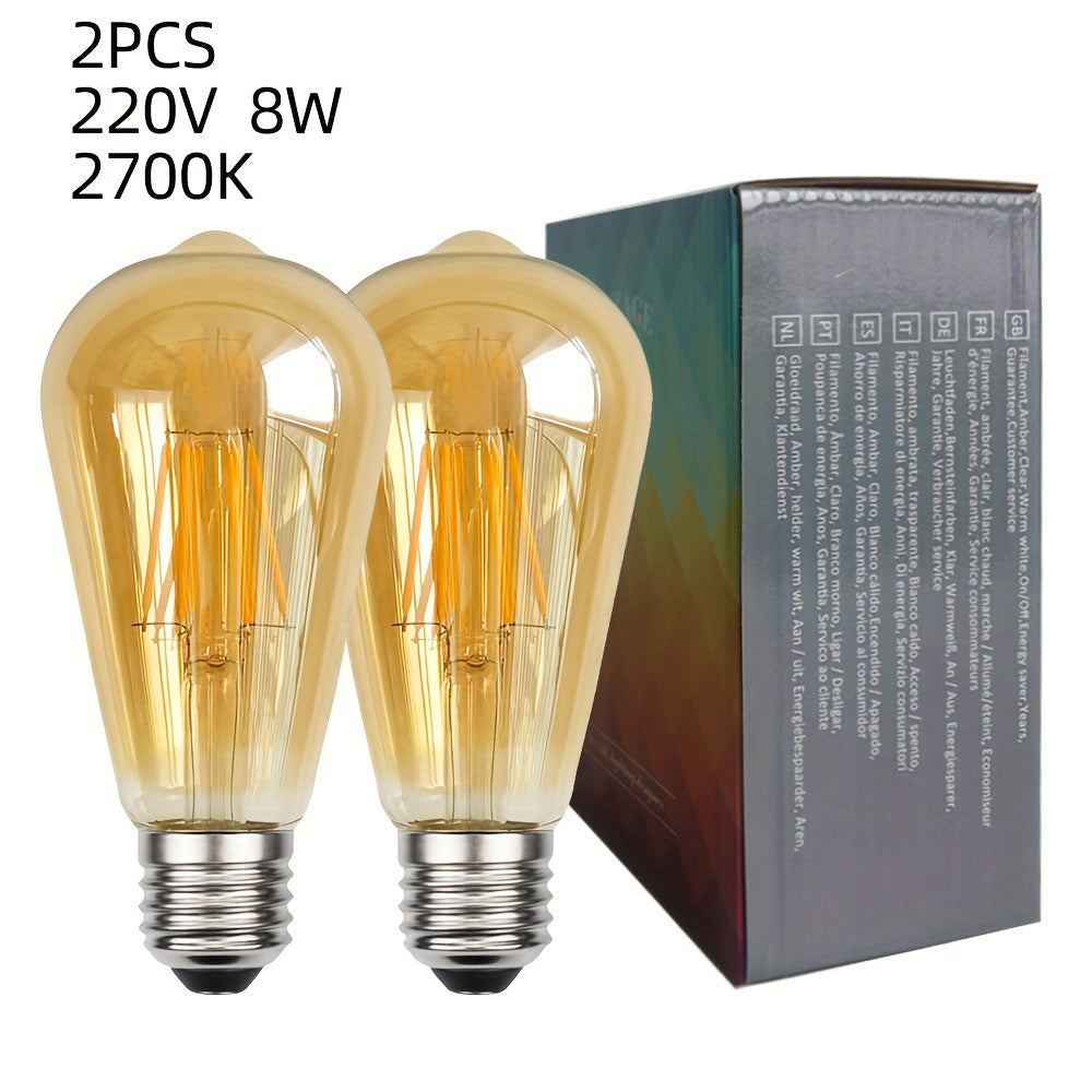 AmberGlow LED-buizen – Set van 2 Vintage Decorlampen