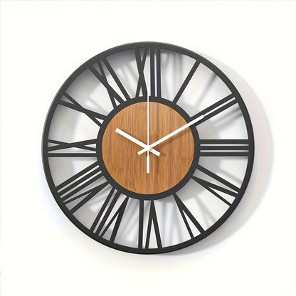 RustiTime Wandklok – Klassieke Romeinse Rust in Modern Metaal & Hout