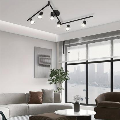 TrackBeam Zilveren Plafondspot – 6x6W GU10 LED Spotlamp voor Moderne Interieurs