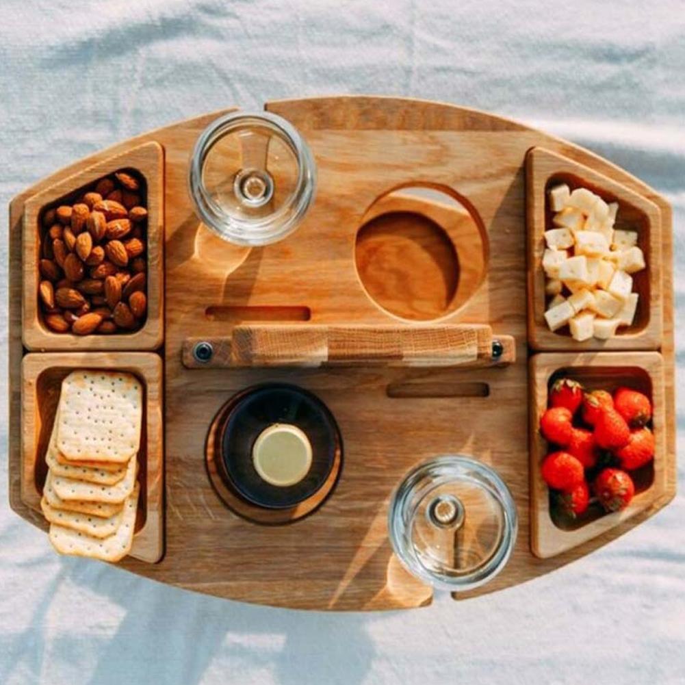 Houten Picknicktafel Voor Snacks, Drank En Dagelijks Buitenplezier
