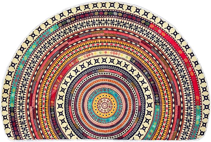 Halfronde Deurmat met Boho Mandala Patroon