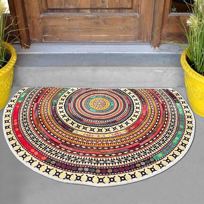 Halfronde Deurmat met Boho Mandala Patroon