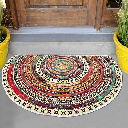 Halfronde Deurmat met Boho Mandala Patroon