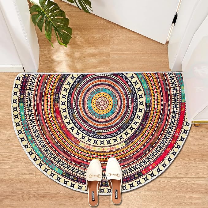 Halfronde Deurmat met Boho Mandala Patroon