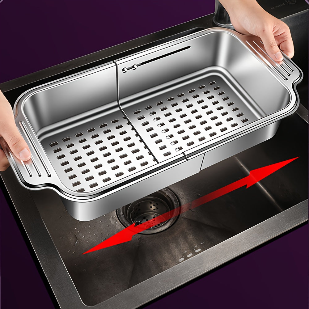 SinkFlex Mandje – Verstelbare RVS Afgietmand voor Spoelbakken en Keukencomfort
