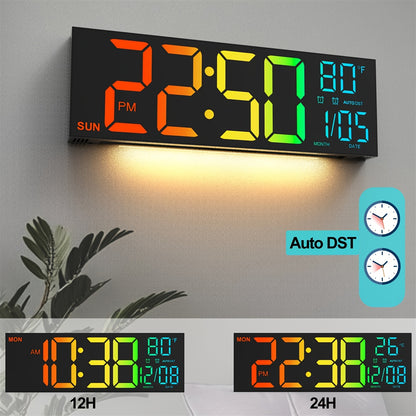 16‑Inch LED Wandklok met Wekker & Afstandsbediening