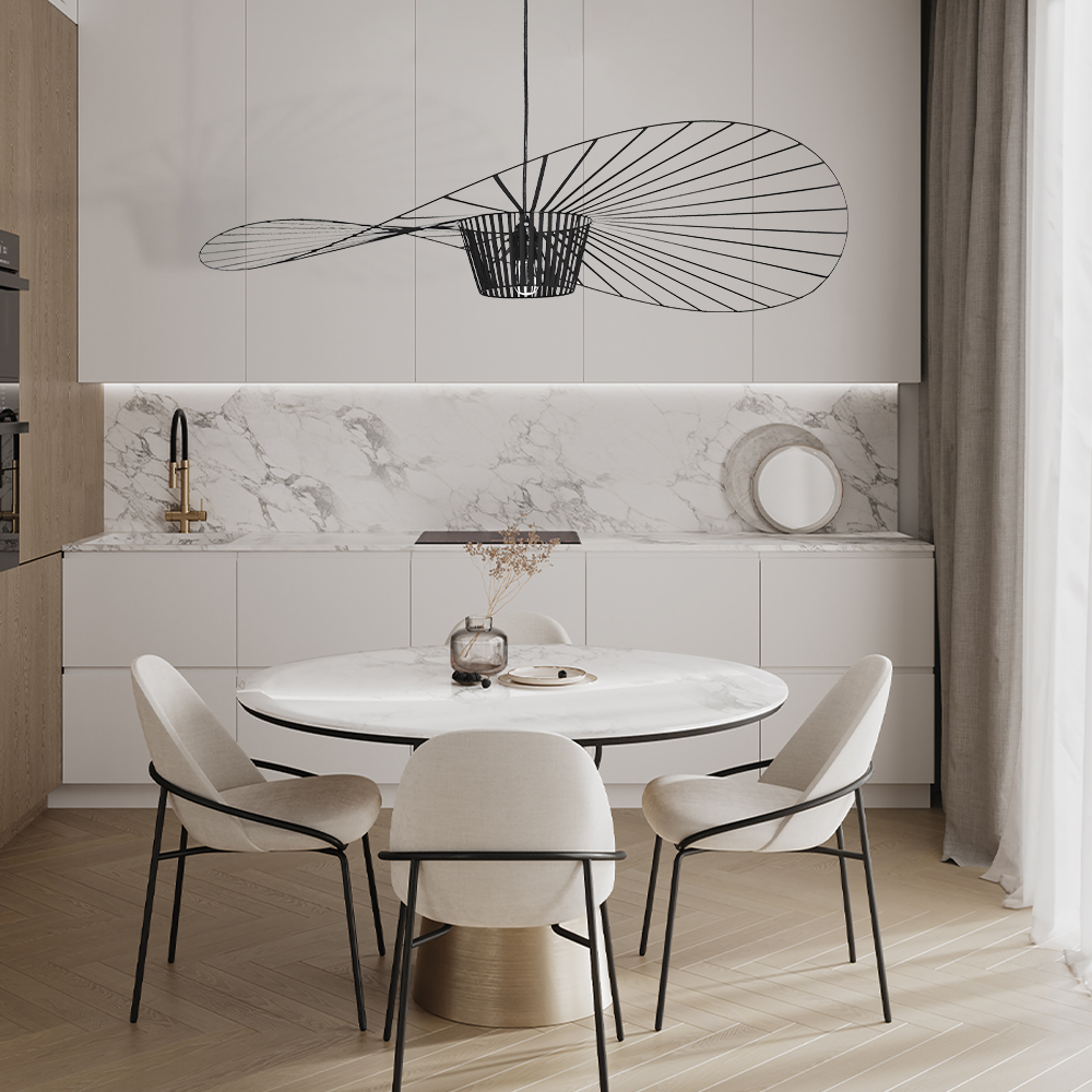 Scandinavische Hanglamp Met Strohoed Design En Open Draadframe
