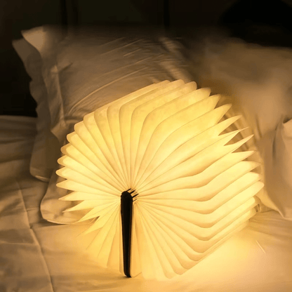Opvouwbare Boeklamp Met Hout En Papier Voor Creatieve En Draagbare Sfeerverlichting