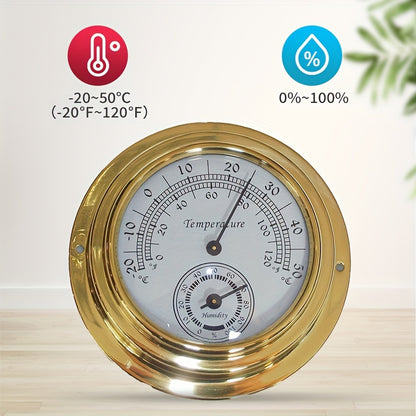 ThermoBrass Wandmeter – Elegante 2-in-1 Temperatuur- & Vochtigheidsmeter met Messing Afwerking