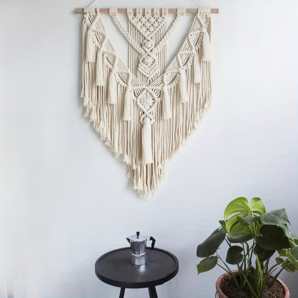 Macramé Wanddecoratie Met Handgeknoopte Structuur Voor Warme Natuurlijke Sfeer