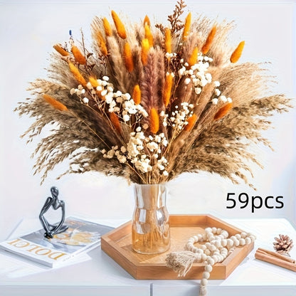 Herfst bloemstuk – 59 stuks kunstmatige pampasgras en baby's adem voor boho tafeldecoratie en seizoensaccenten