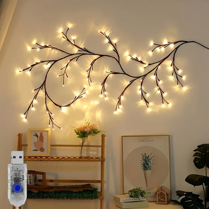 AMill Wilgenrank Wandlamp – USB 96 LED Warm Wit voor Feestelijke Muurdecoratie