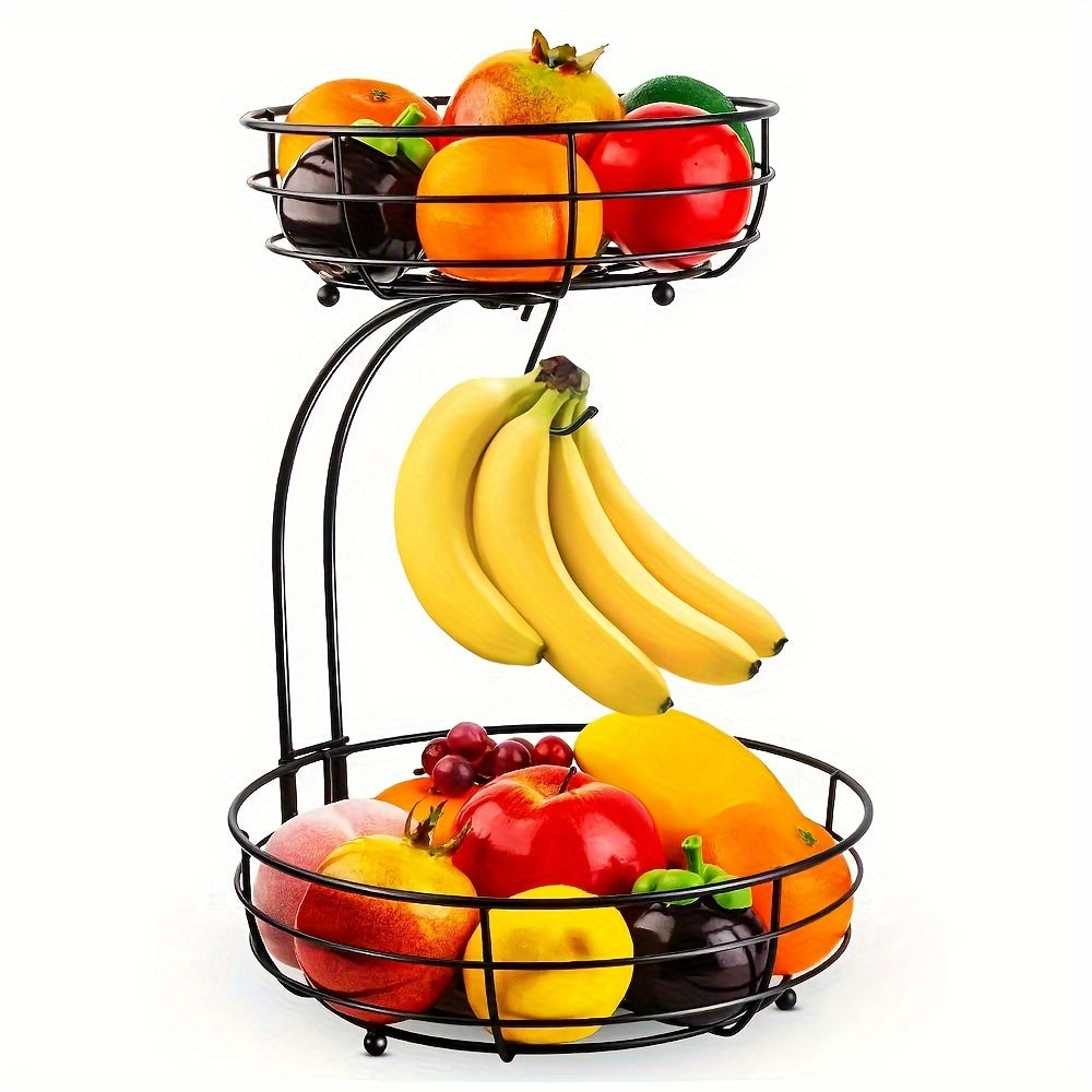 2 laags ovale fruitmand met bananenhouder van metaal