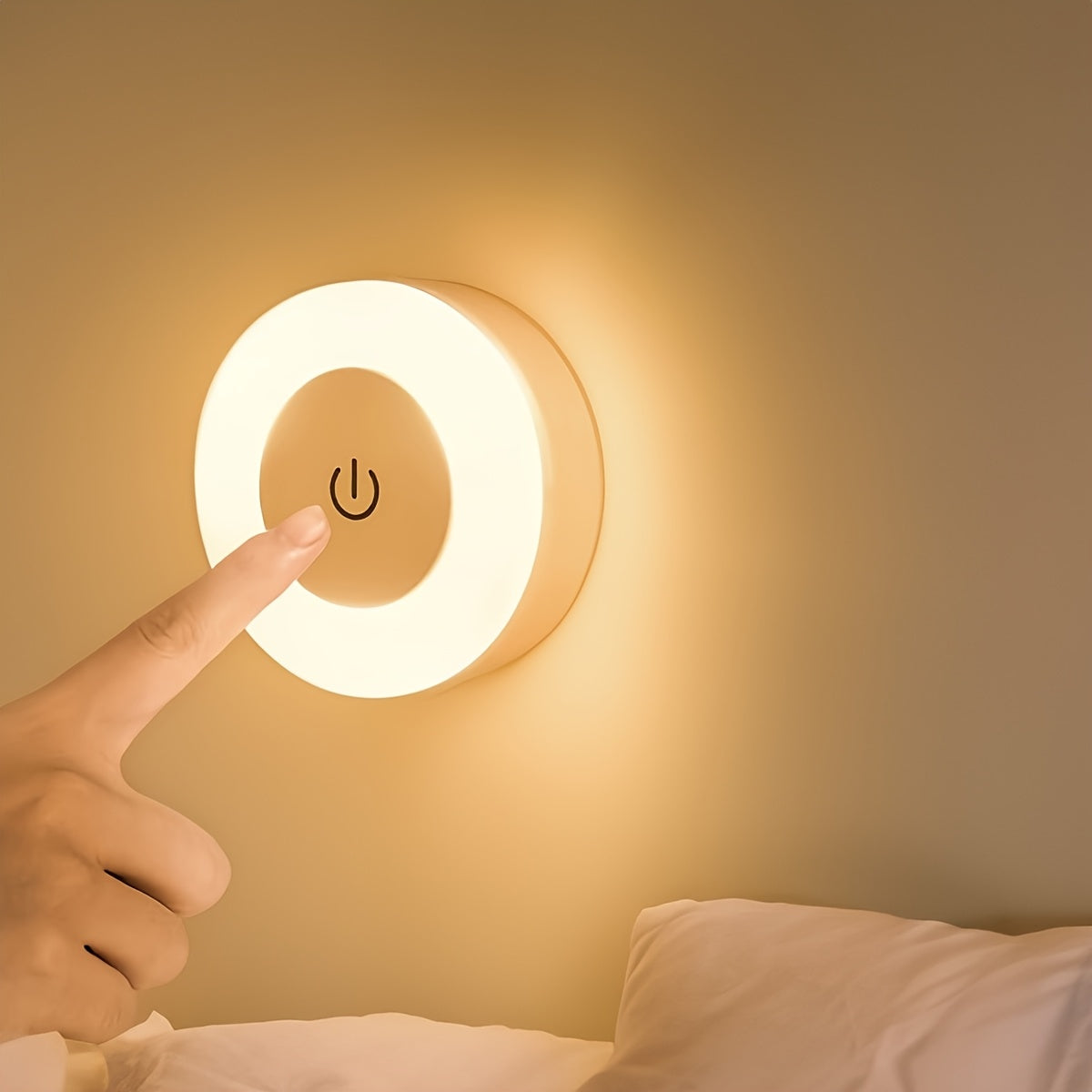 Touch LED Wandlamp – Warm/Natuurlijk Licht met USB-oplaadbare Batterij voor Sfeervolle Binnenruimtes