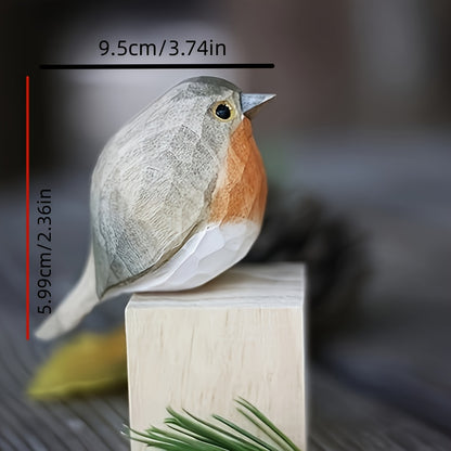 WoodRobin Sculptuur – Handgemaakte Houten Roodborst voor Plankdecoratie & Cadeau