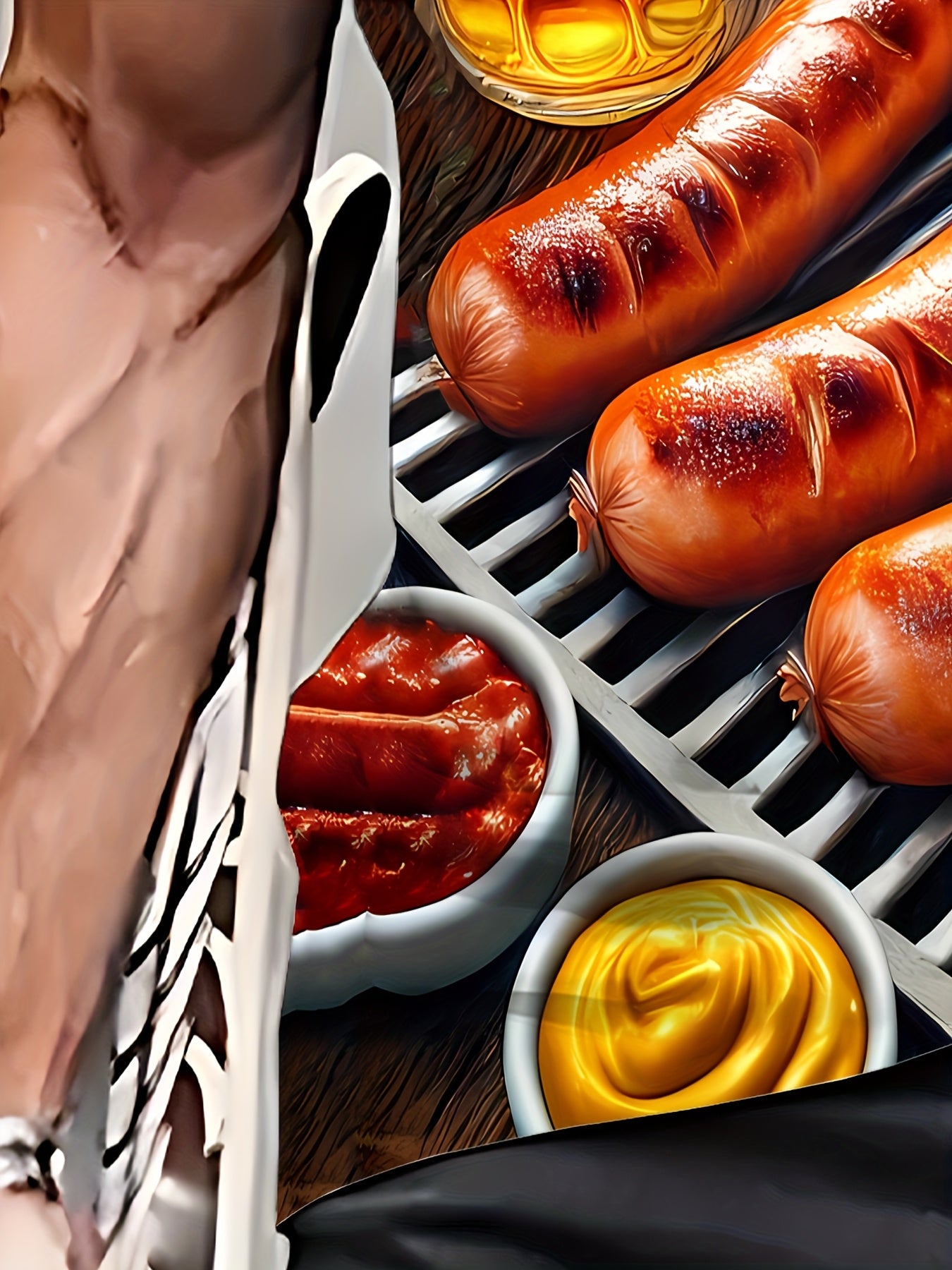 Heren 3D‑Bedrukt Polyester T‑Shirt met BBQ‑Scène