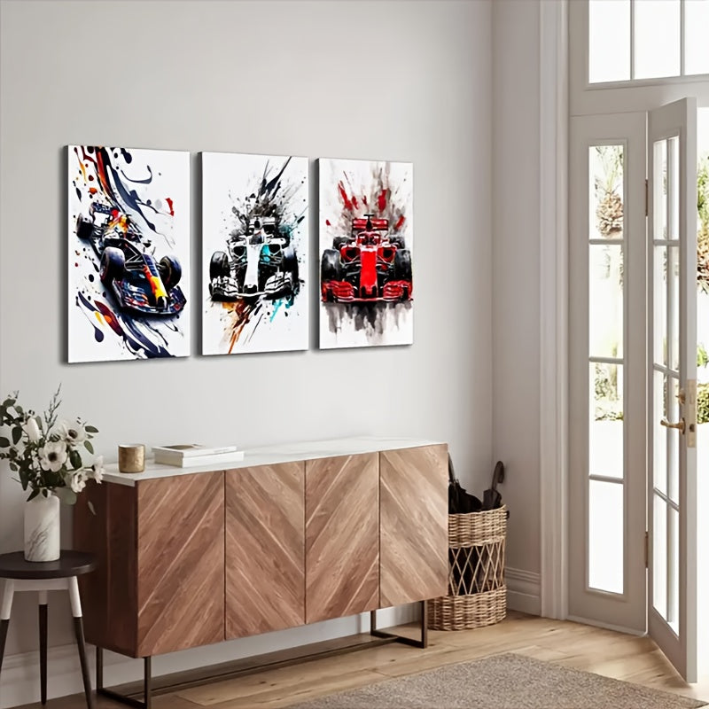 SpeedLine Canvas Set – 3-delige Frameloze Raceauto Posters