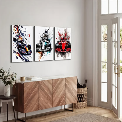 SpeedLine Canvas Set – 3-delige Frameloze Raceauto Posters