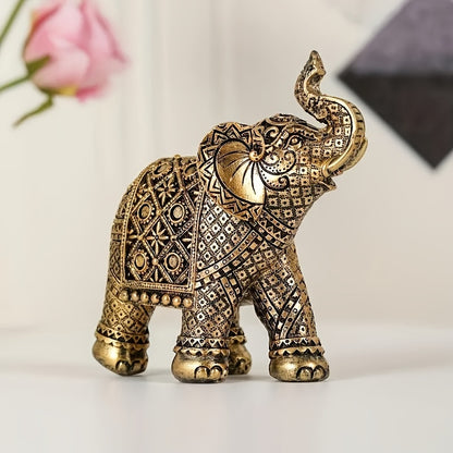 Gouden olifant beeld – decoratieve geluksbrenger van hars voor huis, kantoor en feestdagen