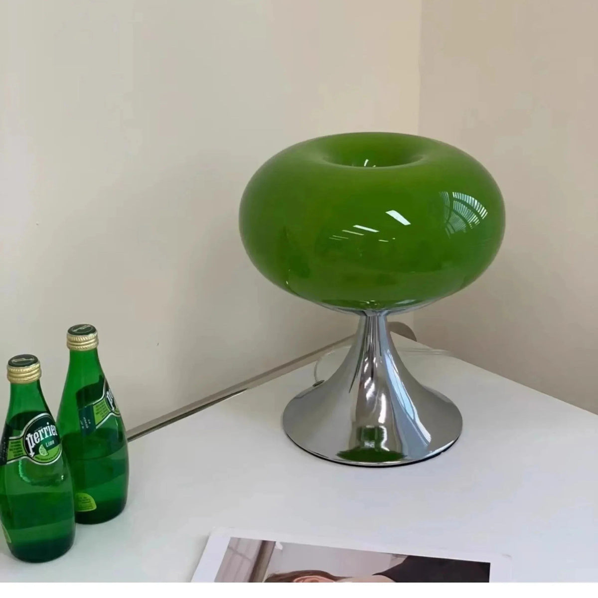 Vintage Appel Tafellamp van Glas in Bauhaus Stijl