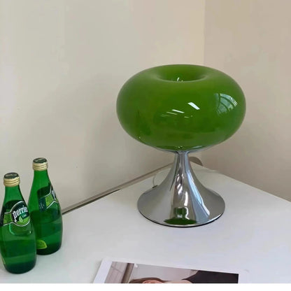 Vintage Appel Tafellamp van Glas in Bauhaus Stijl
