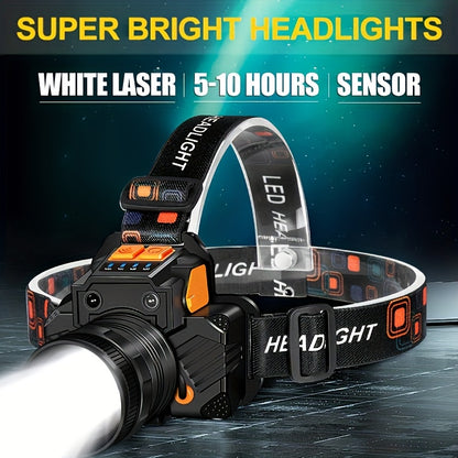Draagbare Hoofdlamp met Ultraheldere Verlichting en USB‑Oplaadbare 2400mAh Batterij