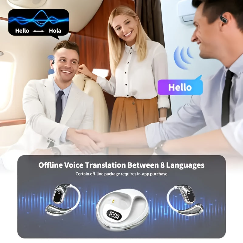 LinguaFit AI Vertaaloortjes – 2025 Draadloze Taalassistent met LED Display & HD Audio