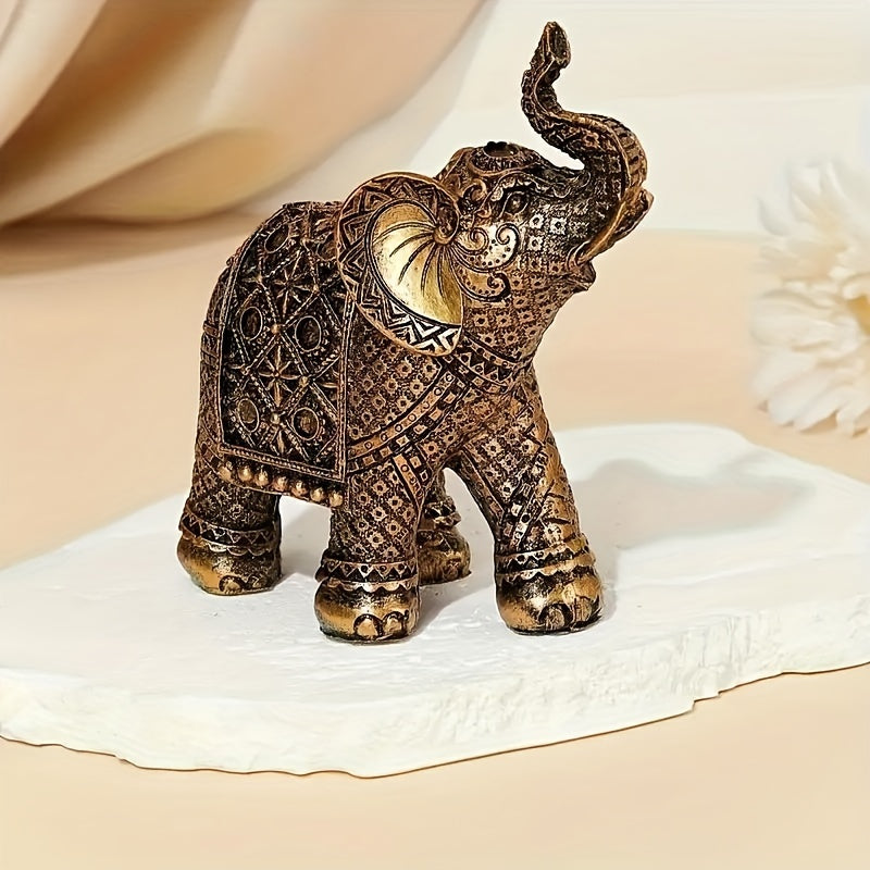 Gouden olifant beeld – decoratieve geluksbrenger van hars voor huis, kantoor en feestdagen
