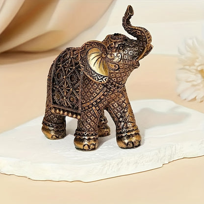 Gouden olifant beeld – decoratieve geluksbrenger van hars voor huis, kantoor en feestdagen